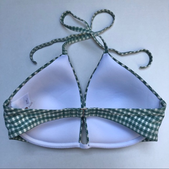 Shade & Shore Green Triangle Seersucker Bikini Top - Picture 2 of 6
